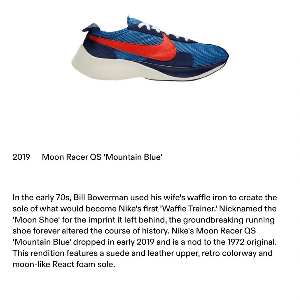 NIKE Moon Racer Mountain Blue Team Orange Midnight Navy in size US 7 - Picture 2 of 15